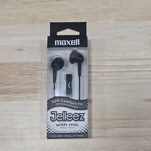 Maxell Soft Comfort Fit 191569 Jelleez Black Corded Earbuds Mic Microphone